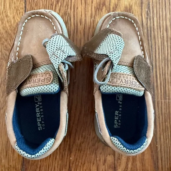 Sperry Boys “Lanyard Boat Shoe” - Size 8M, Dark Tan/Navy - Picture 3 of 4